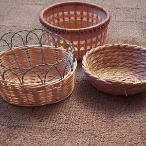 Set of Three Woven Baskets - Natural Brown